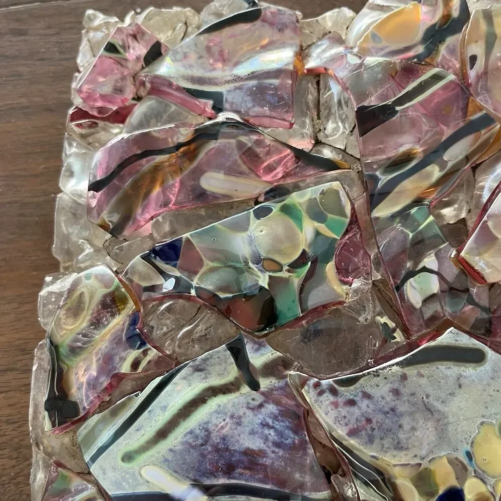 Murano Glass Shards Art Piece Paperweight Trivet Display 7.5